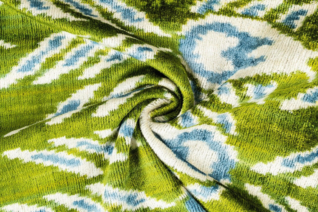 Canvello Organic Handmade Silk Velvet Pillow: 16x24 Inches with Premium Down Feather Insert - Luxury Green Geometric Floral Pattern Canvello