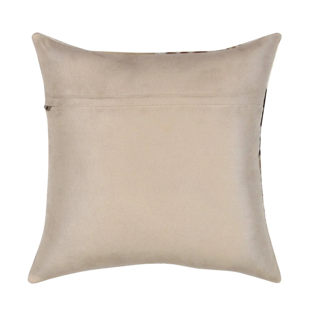 Canvello Safari Checkered Brown Cowhide 17" Decorative Throw Pillow Canvello