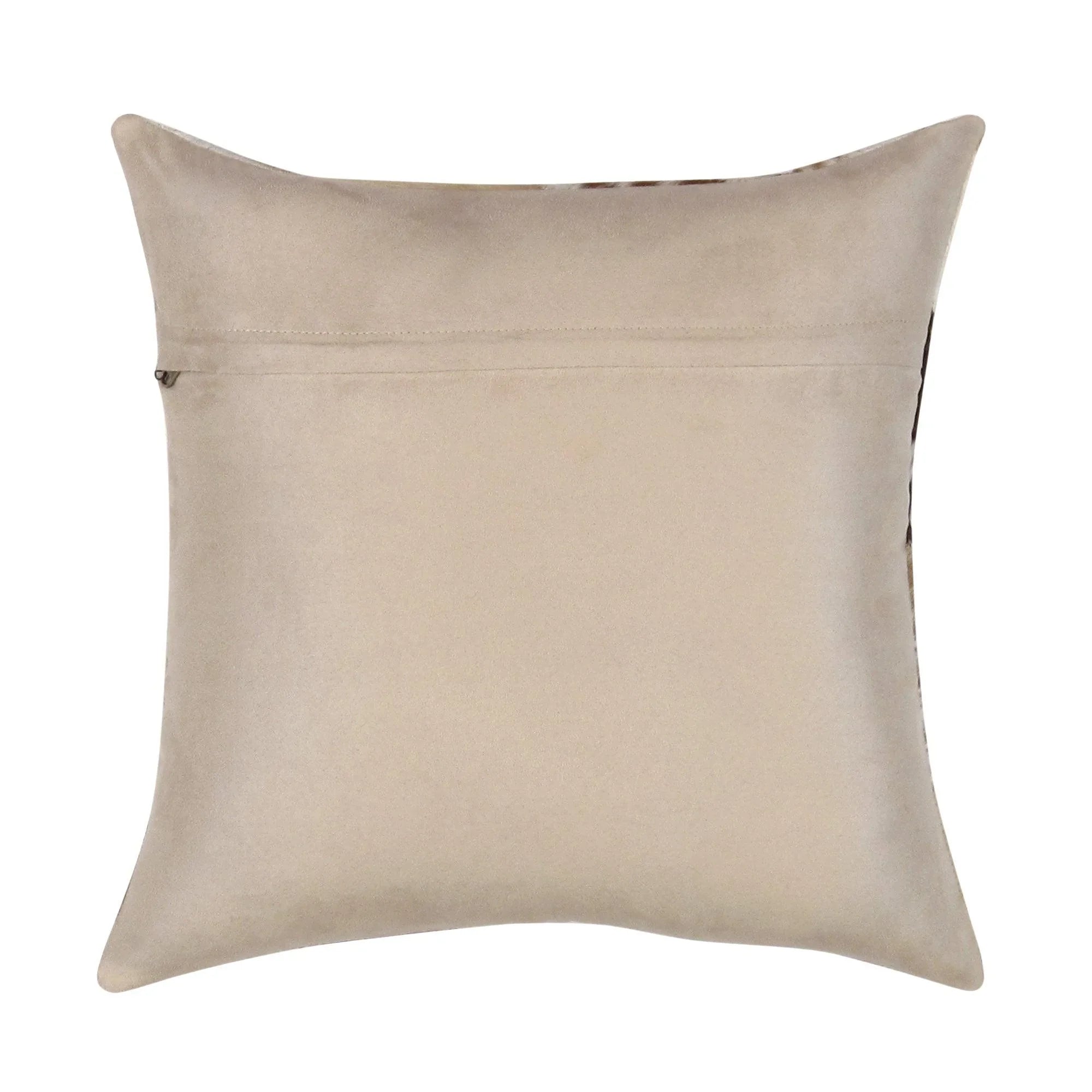 Canvello Safari Checkered Brown Cowhide 17" Decorative Throw Pillow Canvello