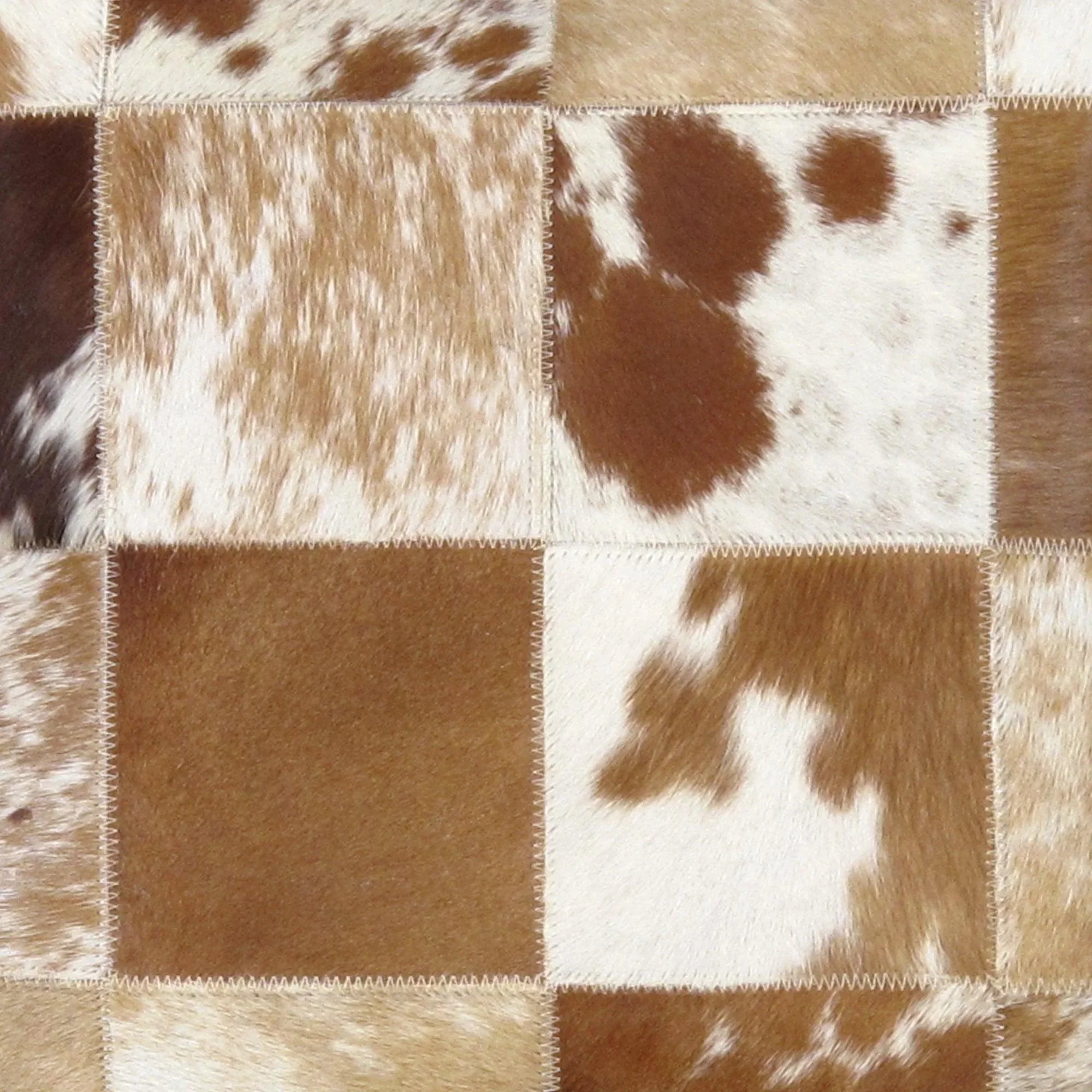 Canvello Safari Checkered Brown Cowhide 17" Decorative Throw Pillow Canvello