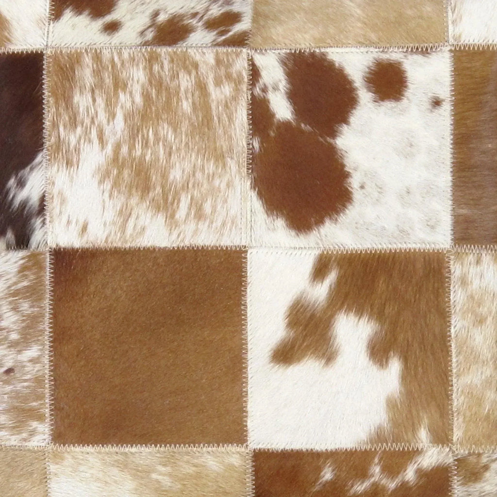 Canvello Safari Checkered Brown Cowhide 17" Decorative Throw Pillow, side view - House Of Avana