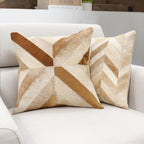 Canvello Safari Chevron L. Brown Cowhide 17" Decorative Throw Pillow Canvello