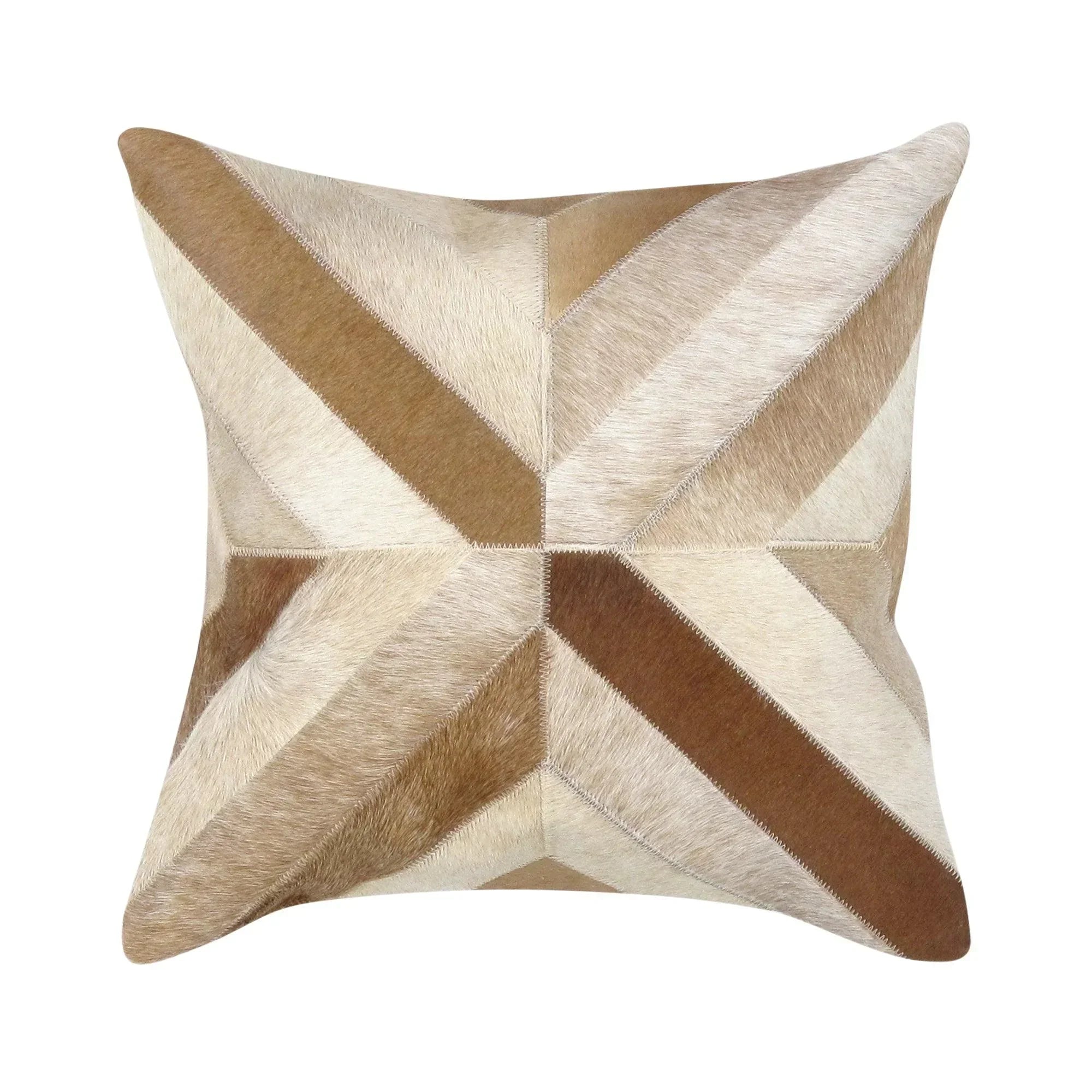 Canvello Safari Chevron L. Brown Cowhide 17" Decorative Throw Pillow Canvello