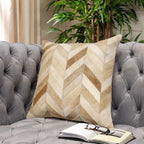 Canvello Safari Chevron L. Brown Cowhide 17" Decorative Throw Pillow Canvello