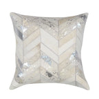 Canvello Safari Chevron Silver Cowhide 17" Decorative Throw Pillow Canvello