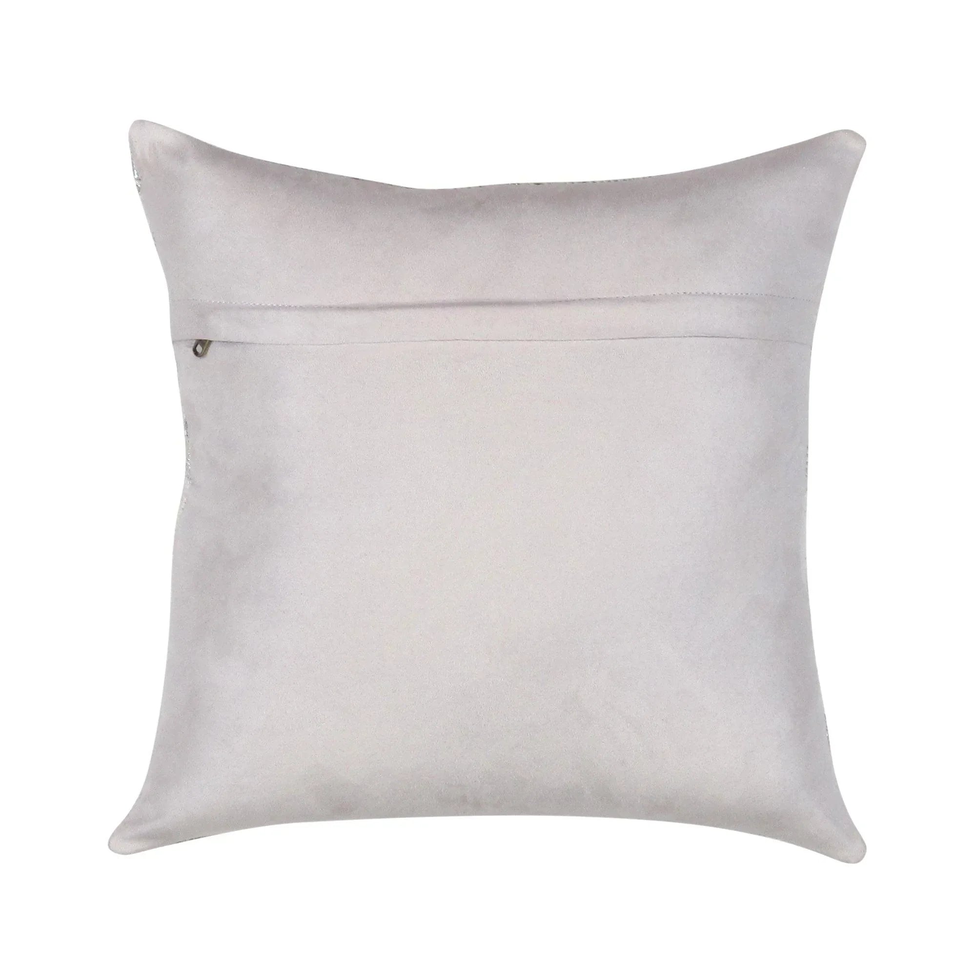 Canvello Safari Chevron Silver Cowhide 17" Decorative Throw Pillow Canvello