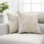 Canvello Safari Chevron Silver Cowhide 17" Decorative Throw Pillow Canvello