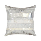 Canvello Safari Striped Silver Cowhide 17" Decorative Throw Pillow Canvello