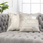 Canvello Safari Striped Silver Cowhide 17" Decorative Throw Pillow, detail shot - House Of Avana