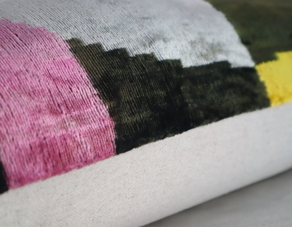 Canvello Silver Black Gold Handmade 16x24 Silk Velvet Pillow, Organic Veg Dyed, Down/Feather Filled Canvello