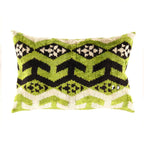 Canvello Turkish Green & black velvet Silk Ikat pillow - 16'' X 24'' Canvello