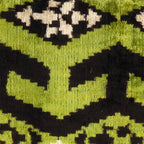 Canvello Turkish Green & black velvet Silk Ikat pillow - 16'' X 24'' Canvello