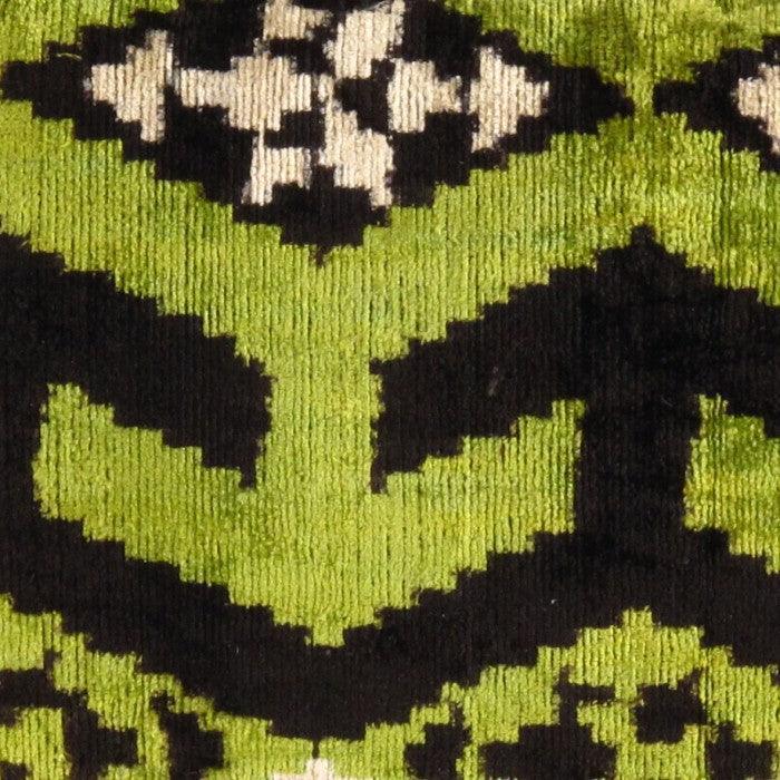 Canvello Turkish Green & black velvet Silk Ikat pillow - 16'' X 24'' Canvello
