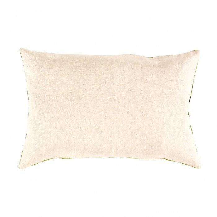 Canvello Turkish Green & black velvet Silk Ikat pillow - 16'' X 24'' Canvello