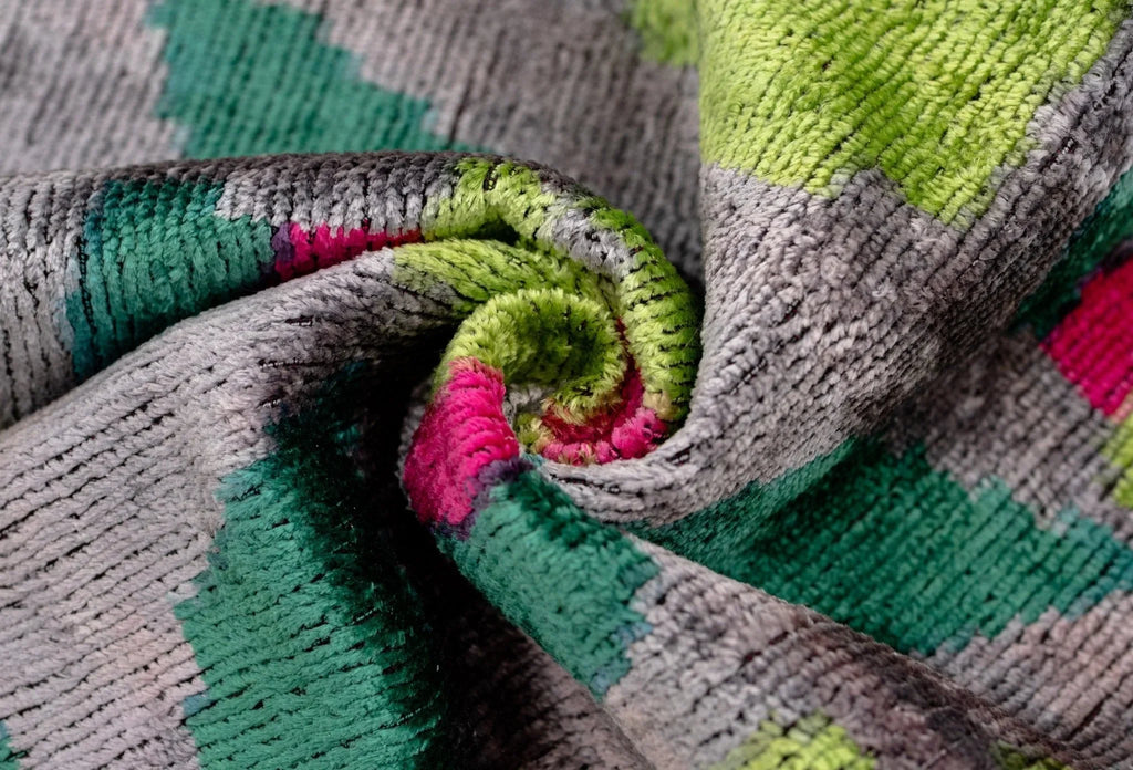 Canvello Unique Gray Green THROW PILLOW + Down INSERT, Invisible Zipper, Couch Cushion, Handmade Luxury Fabric, Decorative Soft Silk Velvet  16"x24" Canvello