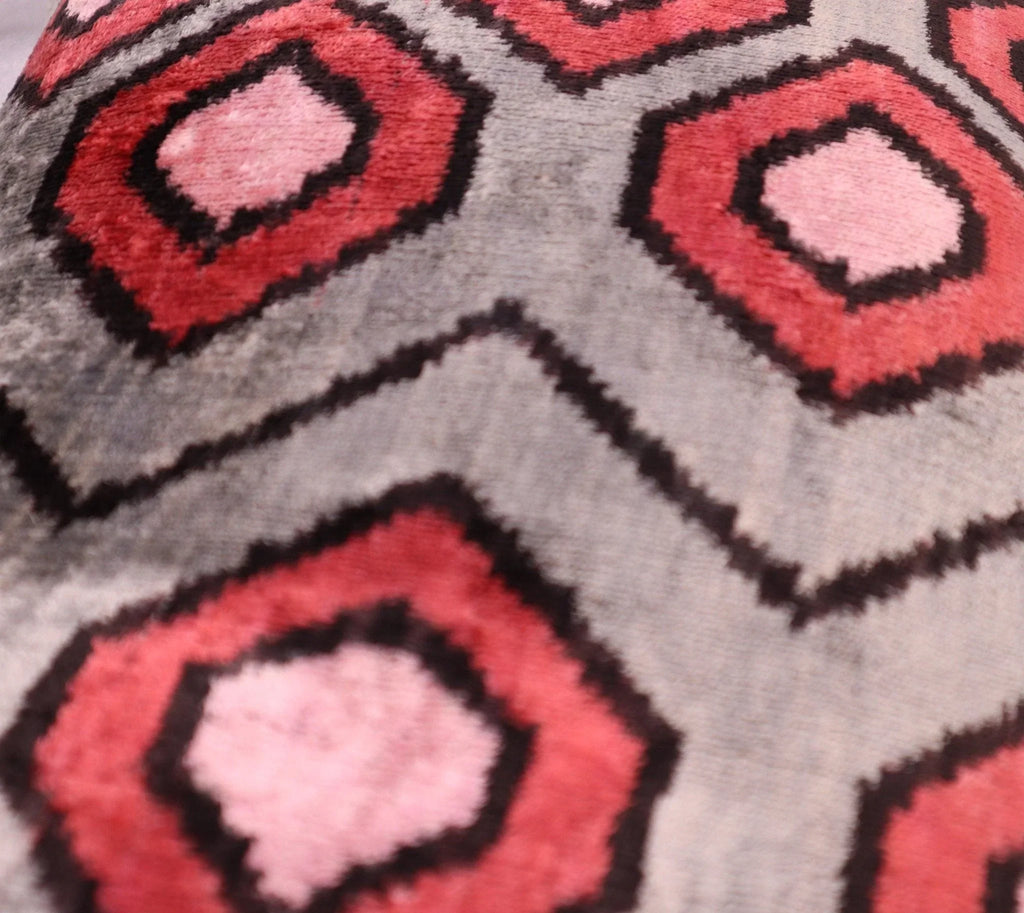 Canvello Velvet Silk Gray Pink Farmhouse Throw Pillows - 24x16 in Canvello