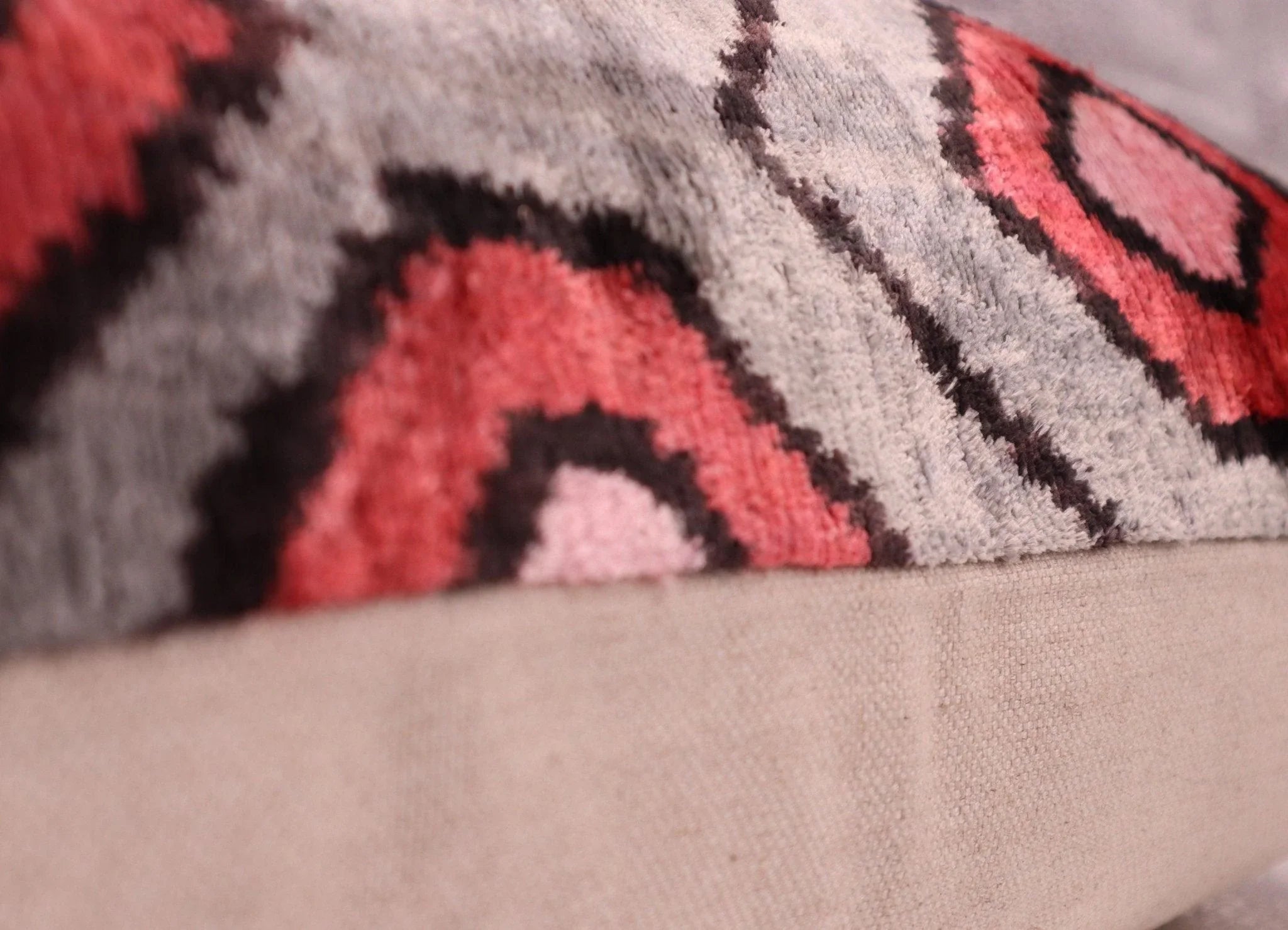 Canvello Velvet Silk Gray Pink Farmhouse Throw Pillows - 24x16 in Canvello