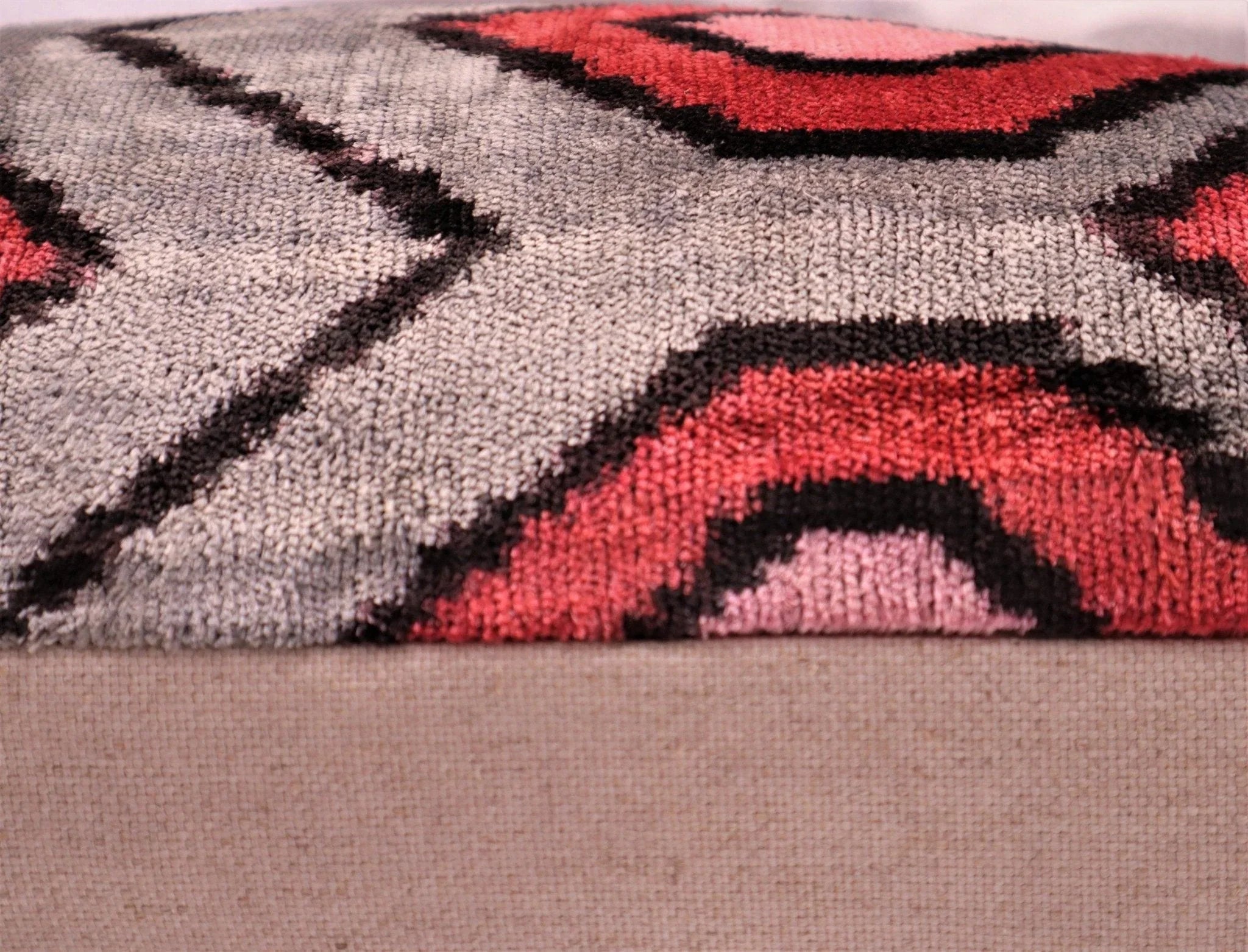 Canvello Velvet Silk Gray Pink Farmhouse Throw Pillows - 24x16 in Canvello