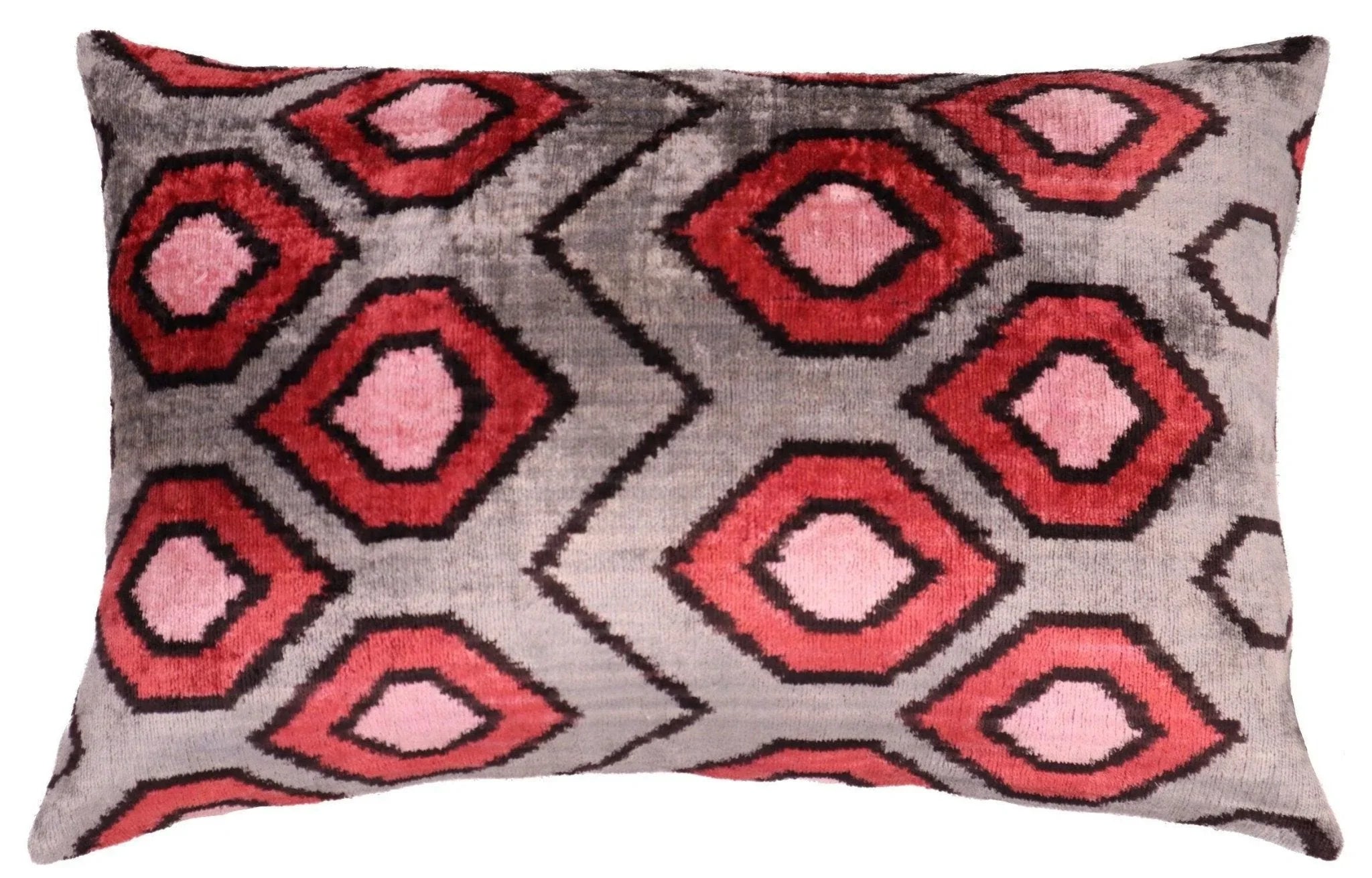 Canvello Velvet Silk Gray Pink Farmhouse Throw Pillows - 24x16 in Canvello