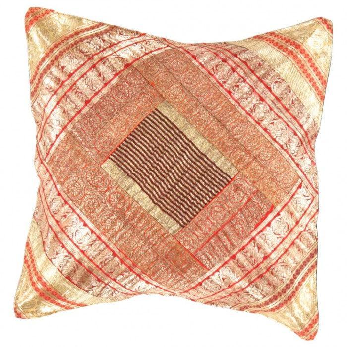 Canvello Vintage Design Sari Silk Square Pillow - 16" X 16" Canvello