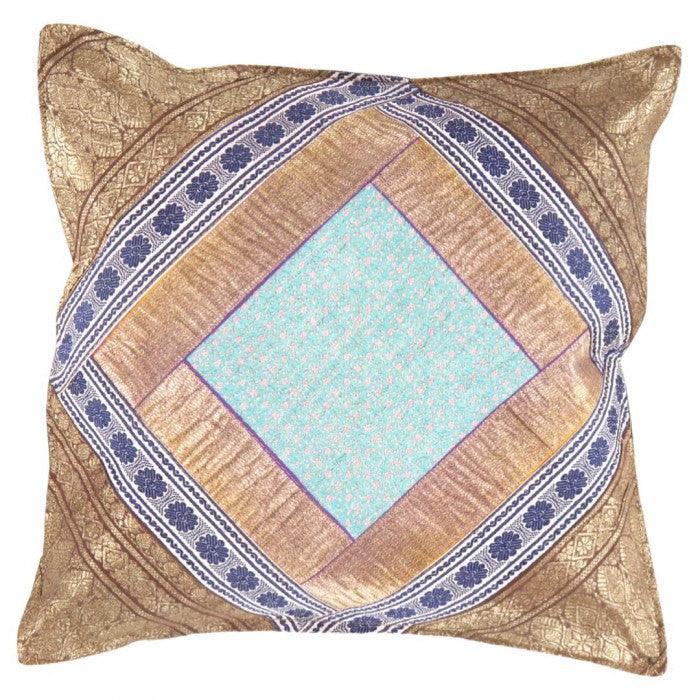 Canvello Vintage Design Sari Silk Square Pillow - 16" X 16" Canvello