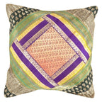 Canvello Vintage Design Sari Silk Square Pillow - 16" X 16" Canvello