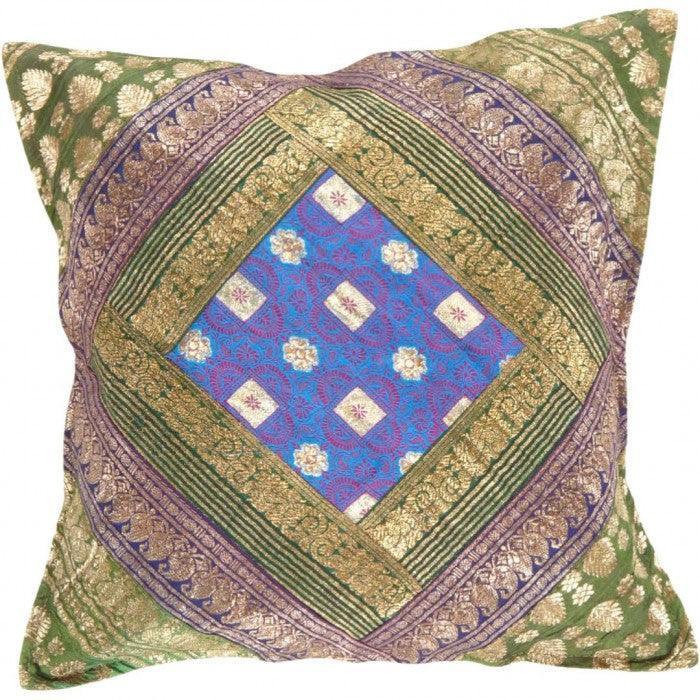 Canvello Vintage Design Sari Silk Square Pillow - 16" X 16" Canvello