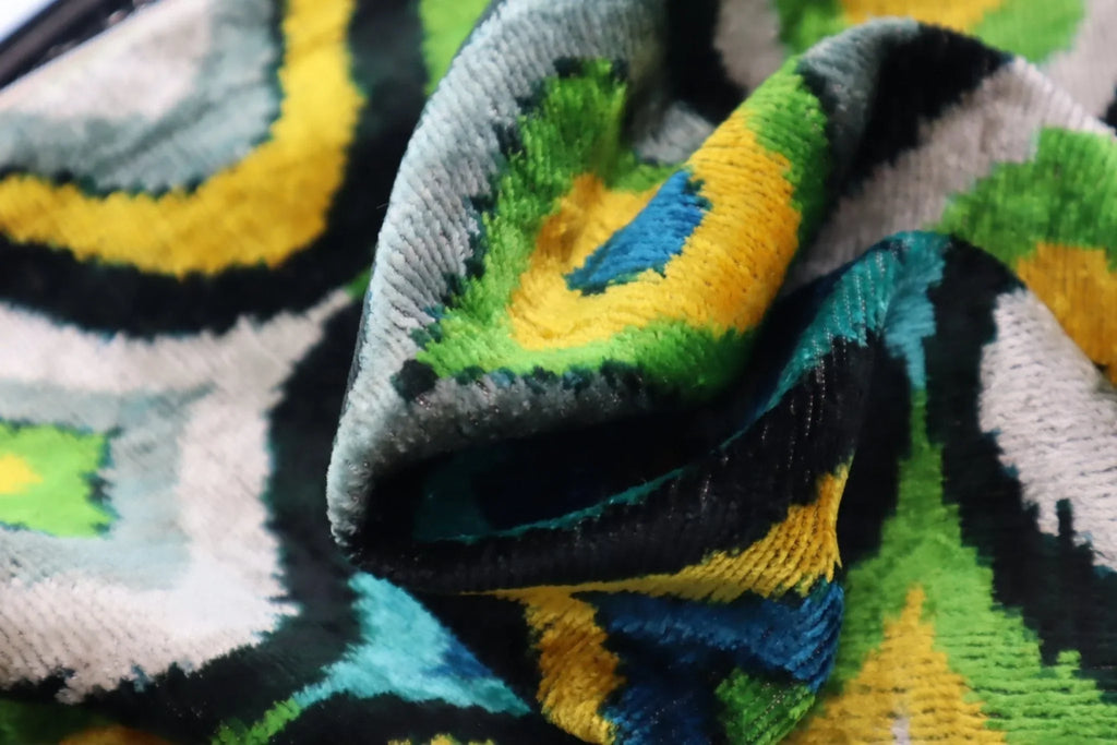 Canvello Yellow Blue Handmade 16x24 Silk Velvet Pillow, Organic Veg Dyed, Down/Feather Filled Canvello