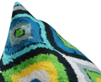 Canvello Yellow Blue Handmade 16x24 Silk Velvet Pillow, Organic Veg Dyed, Down/feather Filled, product... - House Of Avana