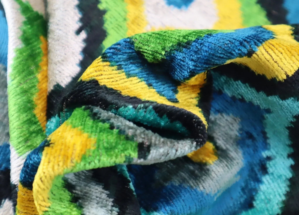 Canvello Yellow Blue Handmade 16x24 Silk Velvet Pillow, Organic Veg Dyed, Down/feather Filled, alternate... - House Of Avana