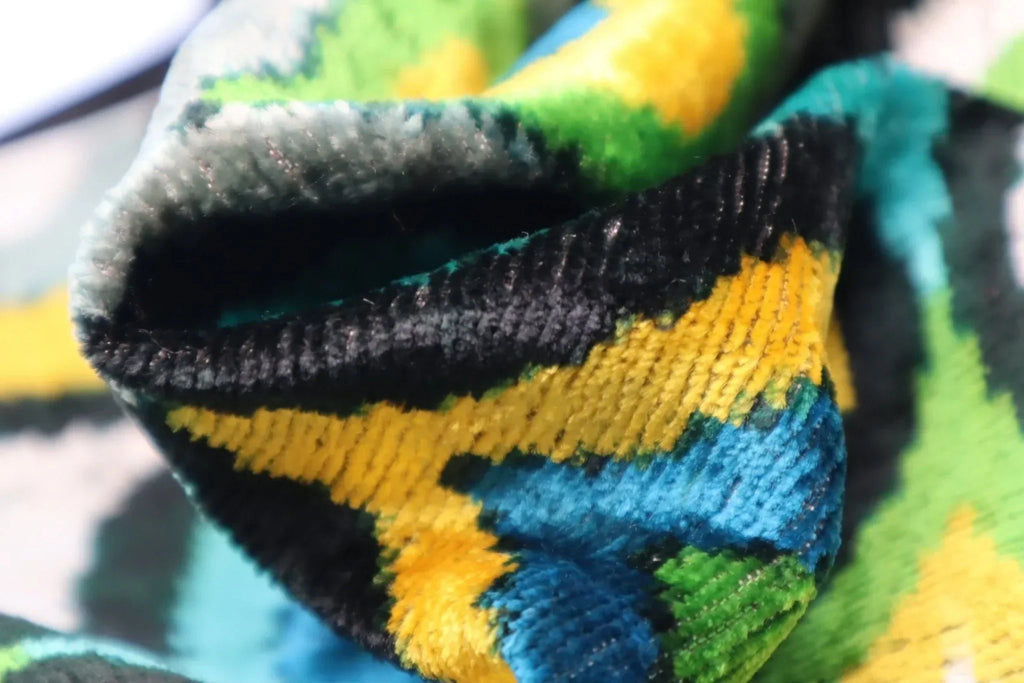 Canvello Yellow Blue Handmade 16x24 Silk Velvet Pillow, Organic Veg Dyed, Down/feather Filled, alternate... - House Of Avana