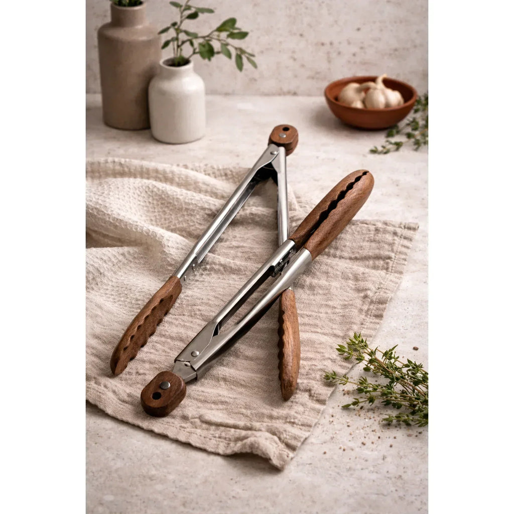 Acacia Wood Tongs, Set of 2, front view - House Of Avana