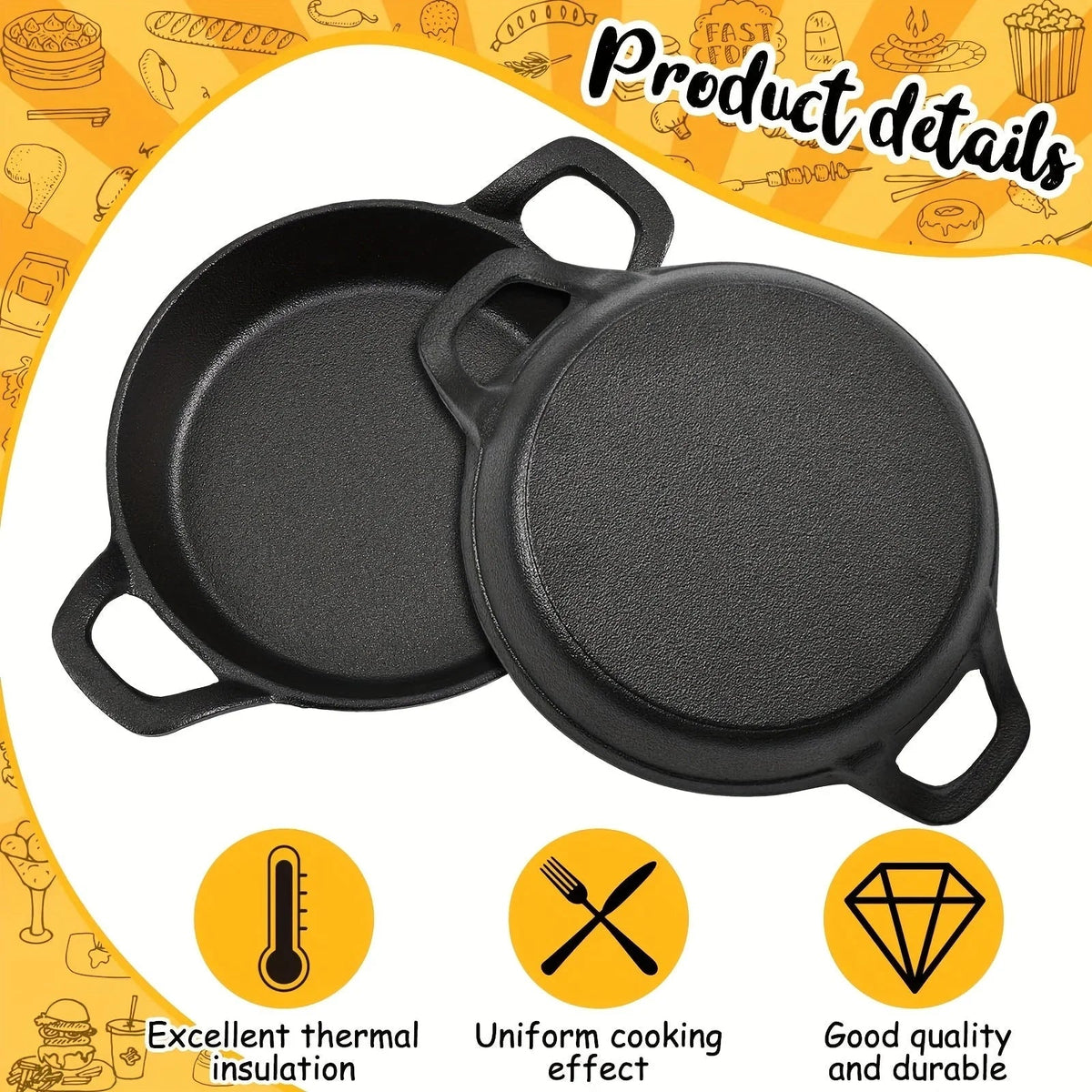 6 Pack Mini Cast Iron Skillets 6.3 X 6.3 X 1.5 Inch Cast Iron Pan Small Ramekin Set Black Casserole Dish... - House Of Avana [[SKU:HOA-CKW-003]]