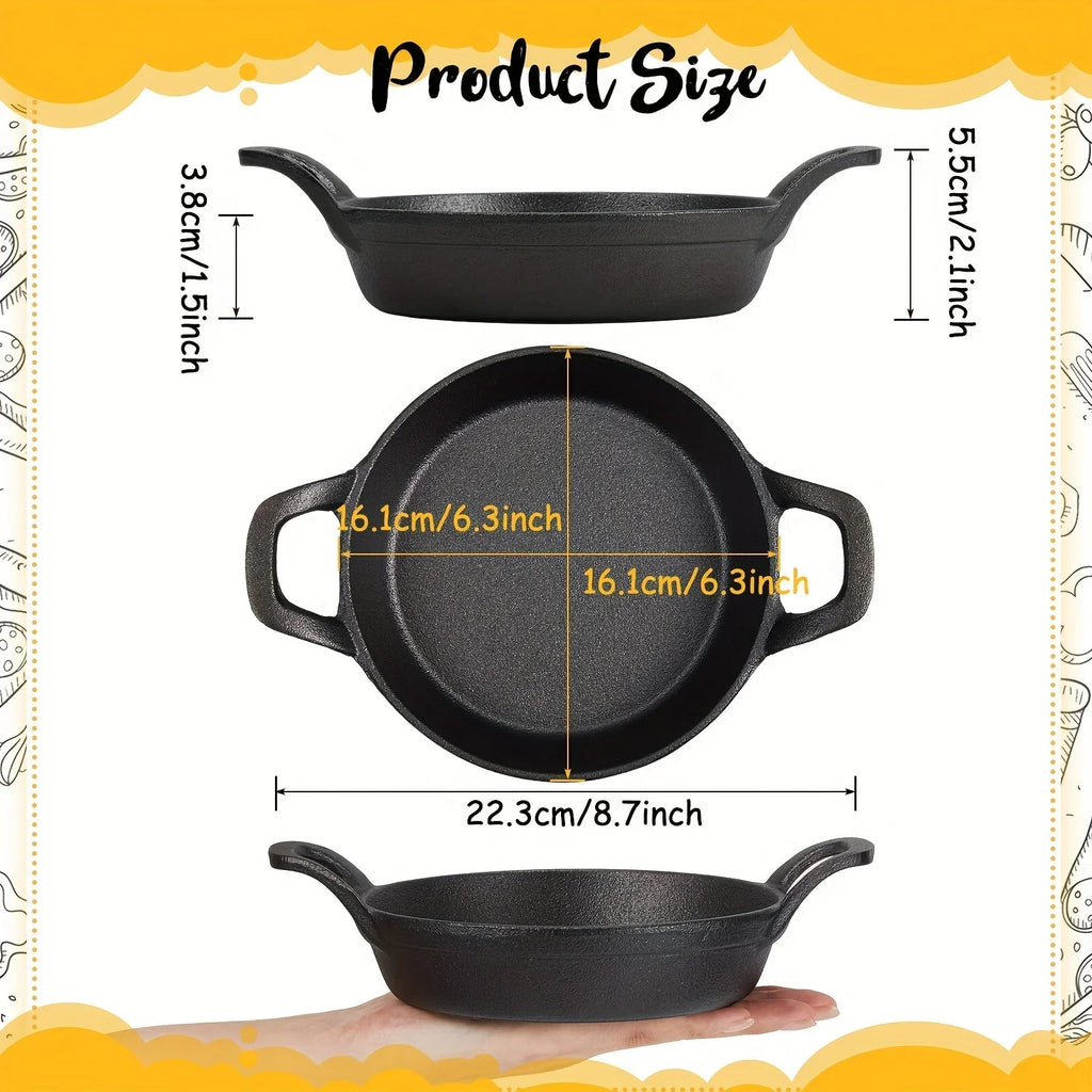 6 Pack Mini Cast Iron Skillets 6.3 X 6.3 X 1.5 Inch Cast Iron Pan Small Ramekin Set Black Casserole Dish... - House Of Avana
