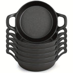 6 Pack Mini Cast Iron Skillets 6.3 X 6.3 X 1.5 Inch Cast Iron Pan Small Ramekin Set Black Casserole Dish... - House Of Avana