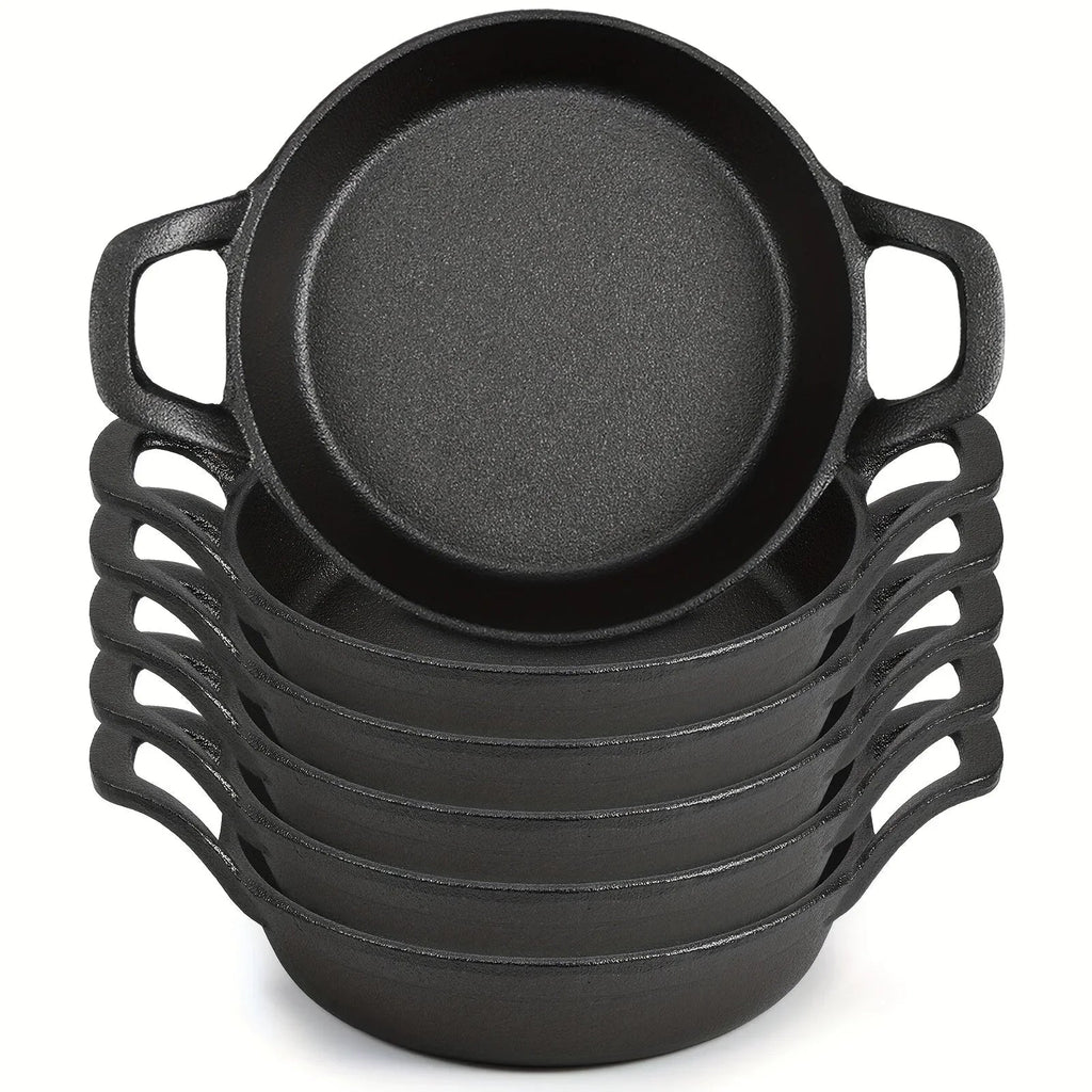 6 Pack Mini Cast Iron Skillets 6.3 X 6.3 X 1.5 Inch Cast Iron Pan Small Ramekin Set Black Casserole Dish... - House Of Avana [[SKU:HOA-CKW-003]]