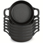 6 Pack Mini Cast Iron Skillets 6.3 X 6.3 X 1.5 Inch Cast Iron Pan Small Ramekin Set Black Casserole Dish... - House Of Avana [[SKU:HOA-CKW-003]]