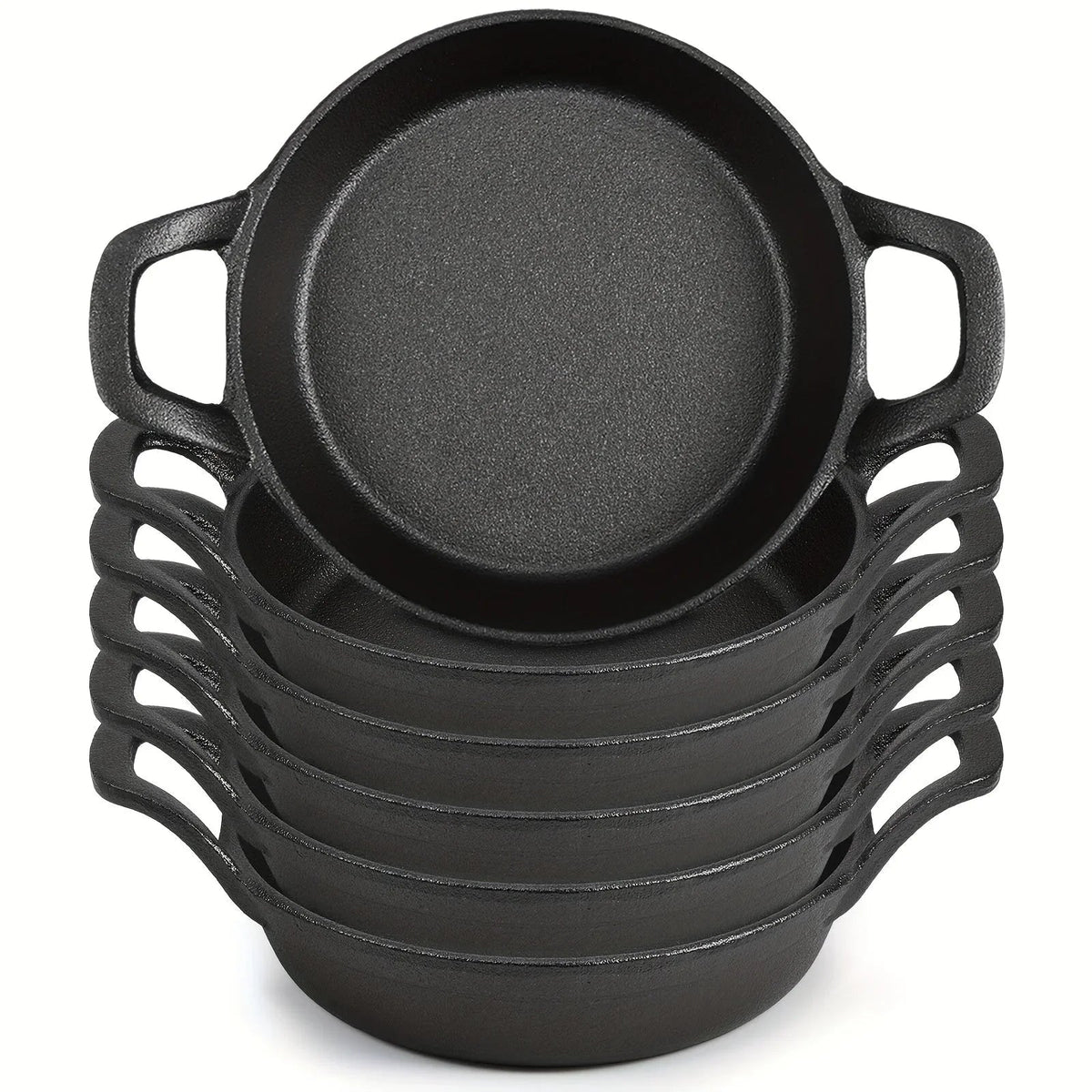 6 Pack Mini Cast Iron Skillets 6.3 X 6.3 X 1.5 Inch Cast Iron Pan Small Ramekin Set Black Casserole Dish... - House Of Avana [[SKU:HOA-CKW-003]]