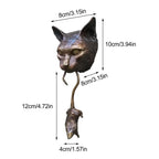 Bronze cat and mouse door knocker, intricately designed metal sculpture - House of Avana