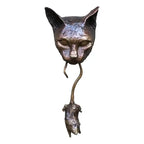 Bronze cat and mouse door knocker, intricately designed metal sculpture - House of Avana