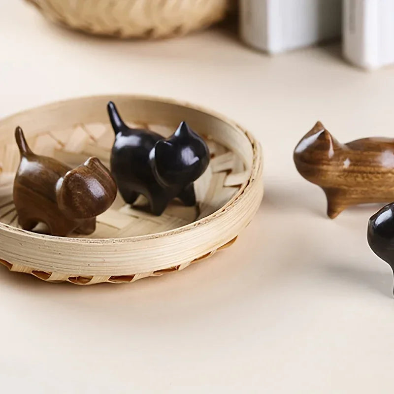 Cat Pen Holder - Solid Wood Desk Organizer