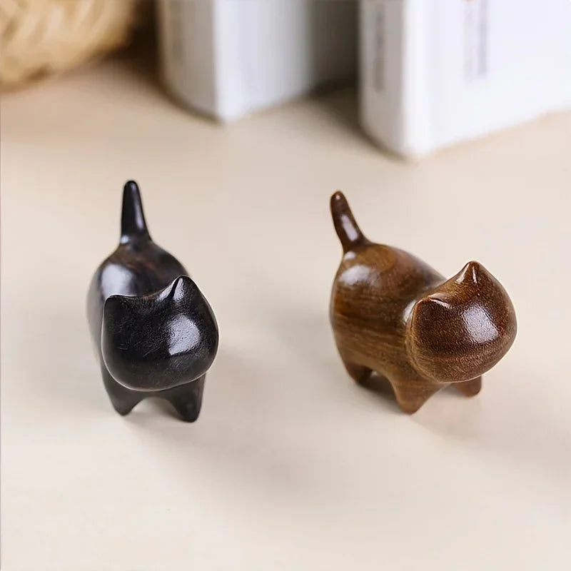 Cat Pen Holder - Solid Wood Desk Organizer