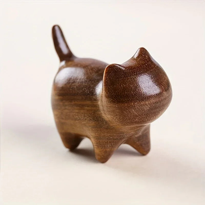 Cat Pen Holder - Solid Wood Desk Organizer