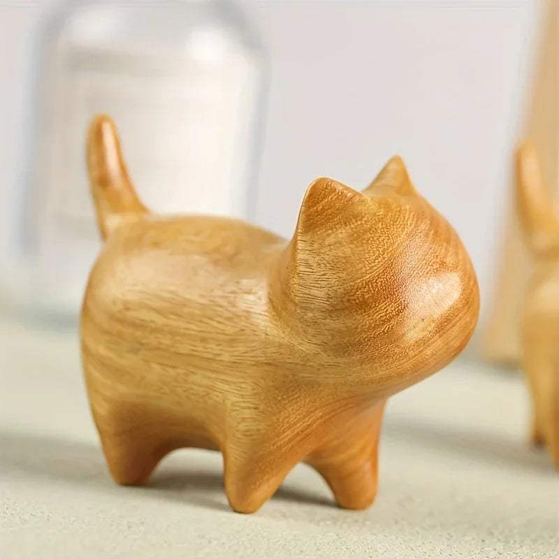 Cat Pen Holder - Solid Wood Desk Organizer