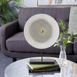 Large Contemporary Metal Geometric Sculpture Statue - Mandala Design with Golden Accents & Black Base, Non-Slip Rubber Feet, 14x3x20 Inch Indoor Home Decor for Living Room, Bathroom, Office, Sculptures Home Decor, Bathroom Or - House Of Avana