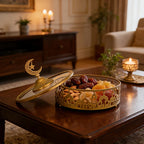 Storage Tray - Geometric Golden with Lid