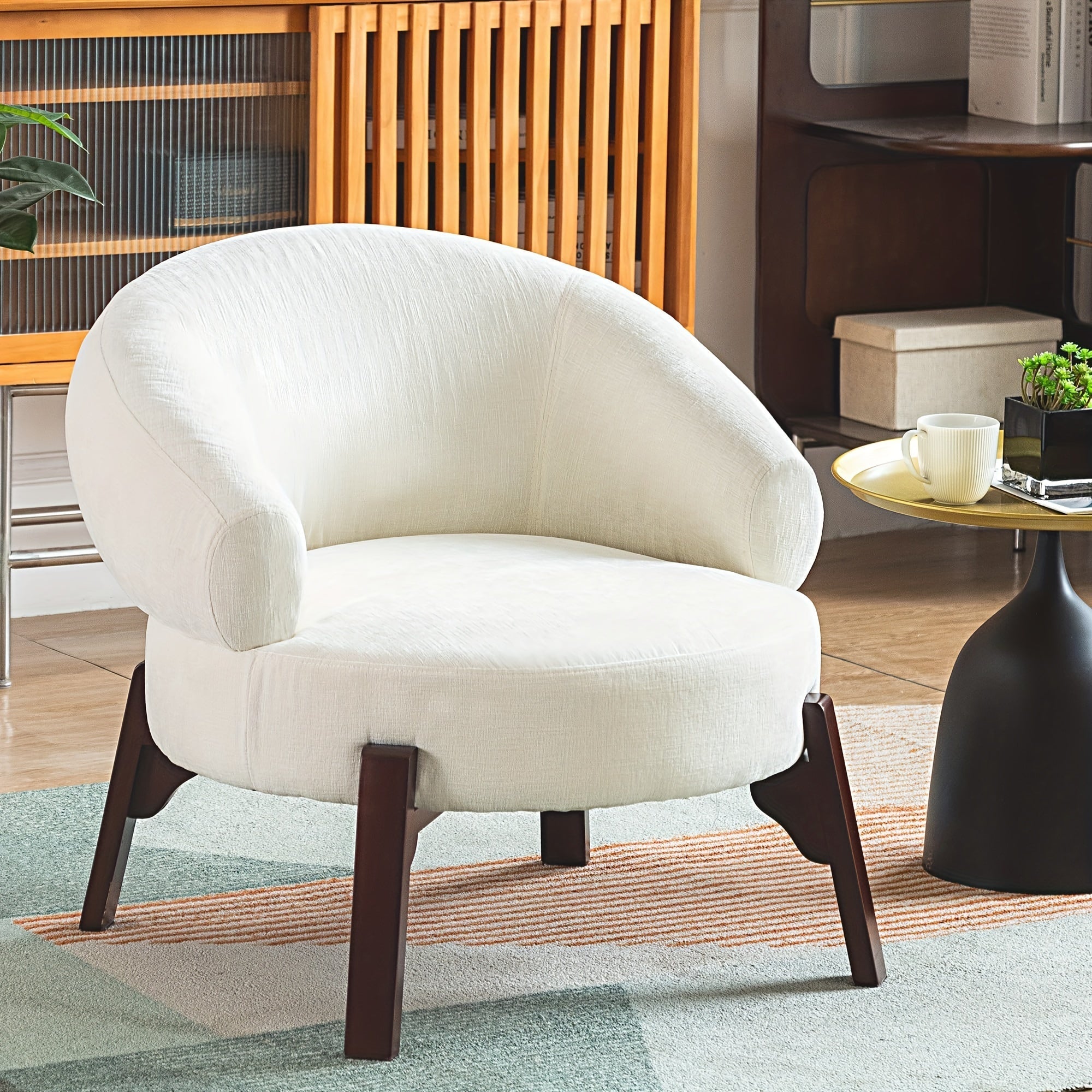 DYHOME 1pc Mid-Century Retro Modern Upholstered Lounge Chair Fabric Accent Chair Sturdy Wooden Frame Armchair, Living Room Bedroom Decoration House Of Avana