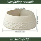 1pc Knitted Christmas Tree Collar, Cream Cross Diamond Edge Coarse Twisted Flower Knitted Christmas Tree Collar, Farmhouse Country Tree Ring Tree Skirt Used for Christmas Home Decoration, Christmas Holiday Parties, Home, Gard House Of Avana