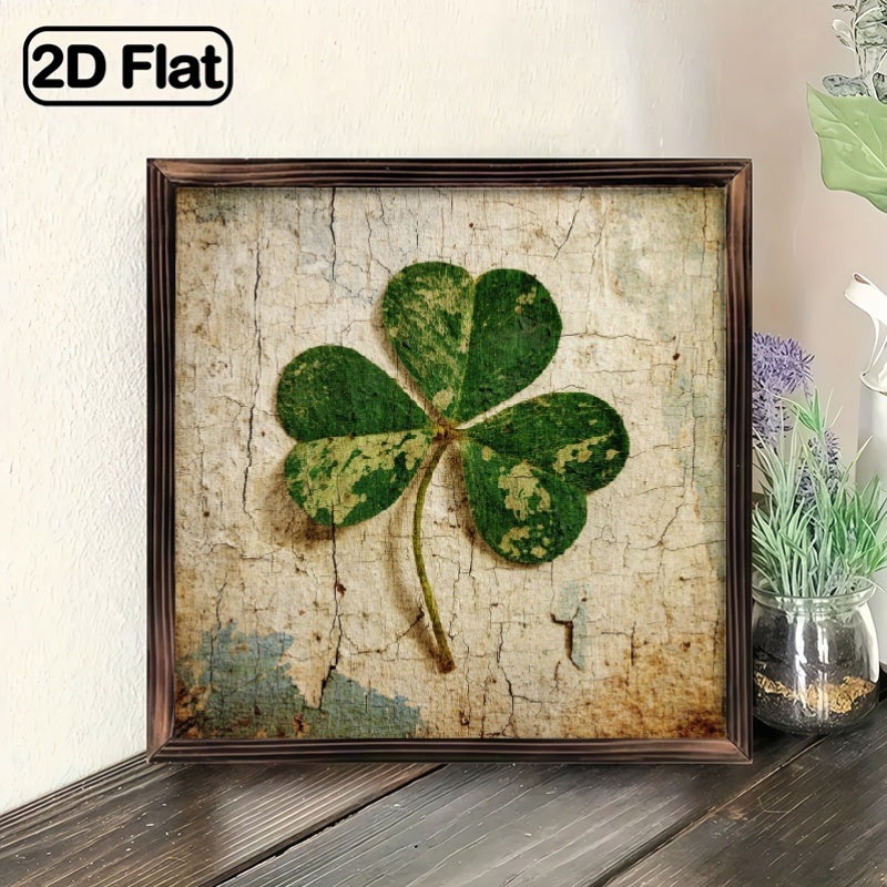 Shamrock Sign - Rustic Wooden Green 8x8 Inch