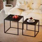 [2pcs Nordic Iron Art Tables] 2pcs Set, Minimalist Modern Nordic Iron Art Square Coffee Table and Side Tables for Living Room or Bedroom House Of Avana